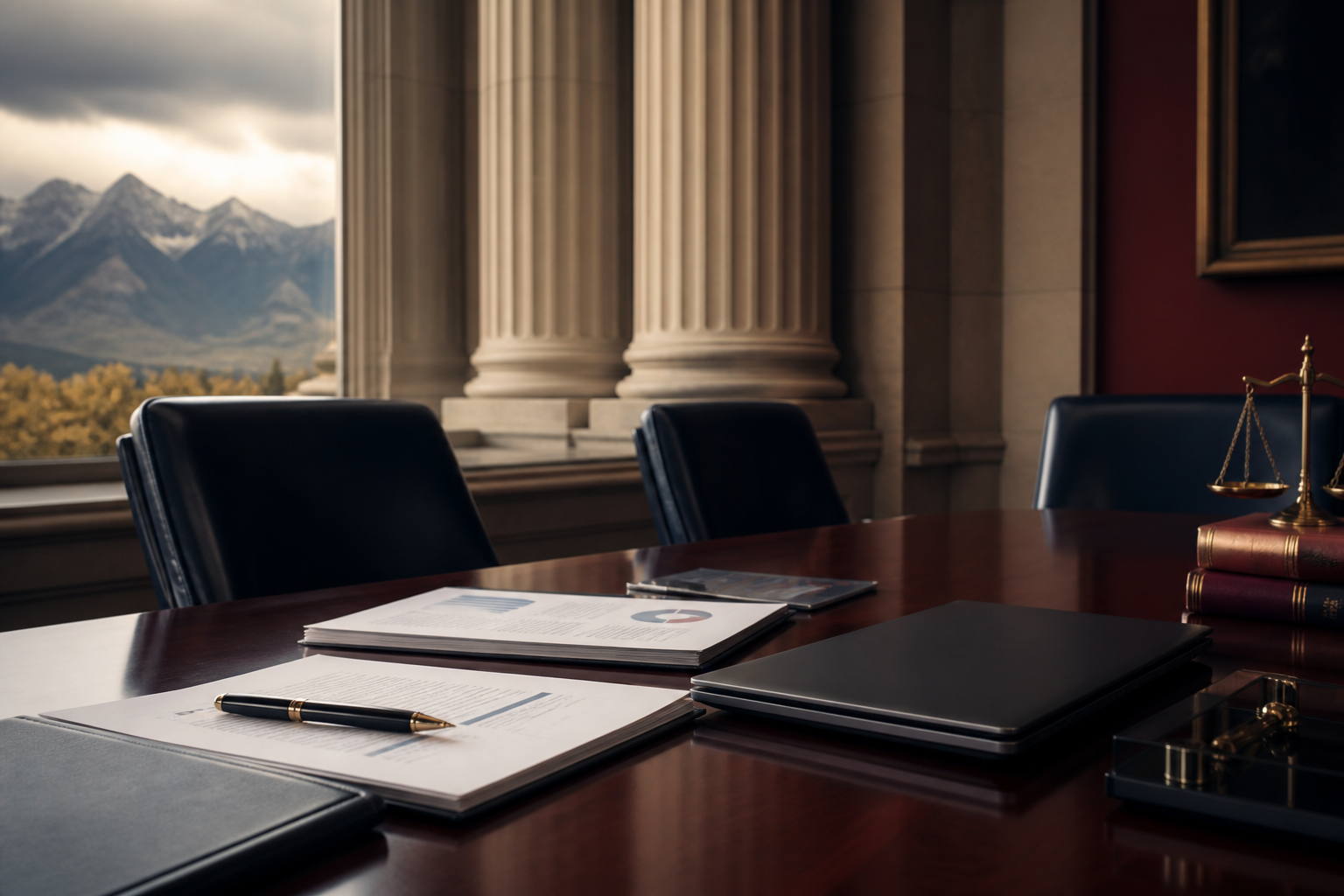 Chapter 11 business reorganization conference room and legal documents